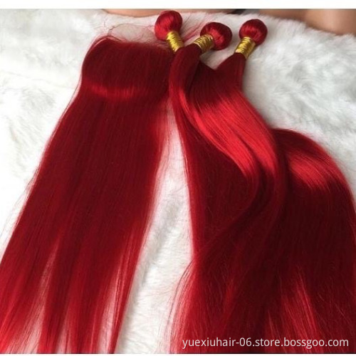 Brazilian Red Color Straight Remy Human Hair Bundles Wholesale 8-40INCH Virgin Double Drawn Hair Extensions Bundle Deals Factory